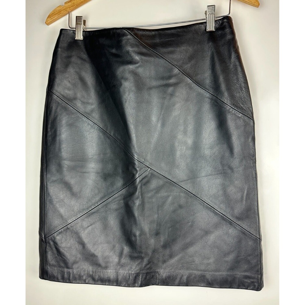 Valerie Stevens Separates 100% Leather Skirt Soft Black Pencil 90's Y2K Size 8 - Picture 13 of 15